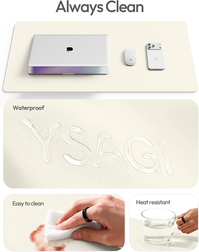 YSAGi Leather Desk Protector, Office Mat, Large Mouse Mat, Non-Slip PU Leather - Image 7