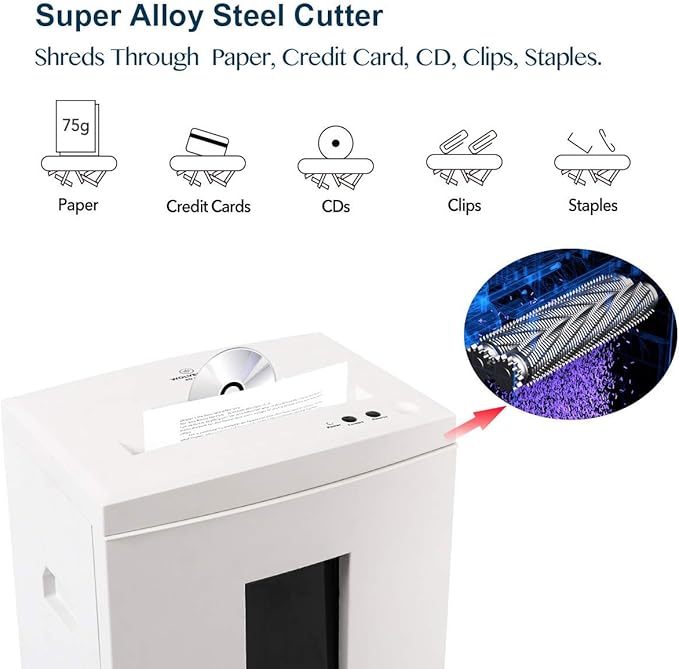 WOLVERINE 18-Sheet Shredders for Home Office Heavy Duty P-4 Security Level Crosscut Paper Shredder Paper/CD/Card Ultra Quiet Paper Shredder for Home with 6 Gallons Pullout Waste Bin SD9113(White ETL)-DeskLoop Office