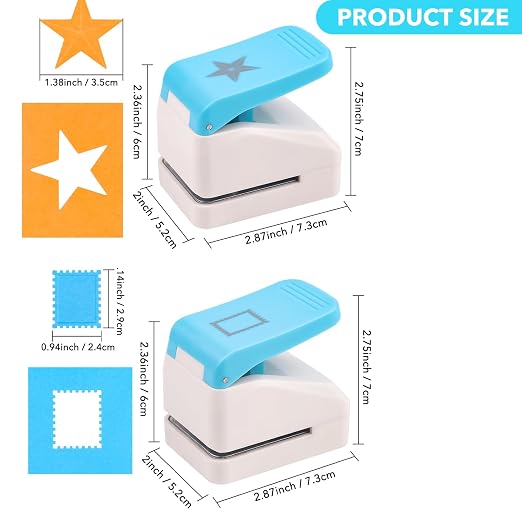 2 Pcs Paper Punch | 3D Star & Stamp Punches | 1.1x0.9 inch Postage Stamp Shape - Image 3