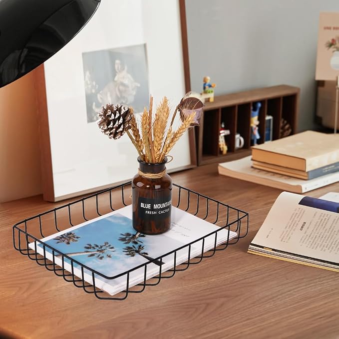 Paper Organizer for Desk Metal Paper Tray Large Capacity Letter Tray File - Image 2