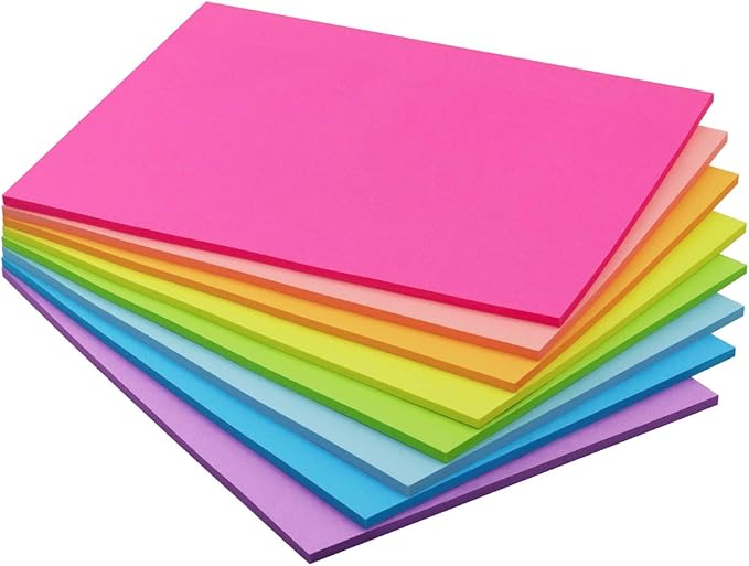 Sticky Notes 8x6 inch Bright Colors Self-Stick Pads 8 Pads/Pack 35 Sheets/Pad Total 280 Sheets-DeskLoop Office