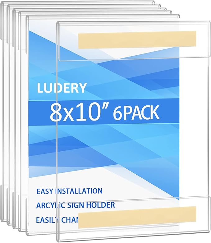 Acrylic Sign Holder 8 x 10 Wall Mount, Wall Mount Sign Holders, Plastic Wall by Ludery
