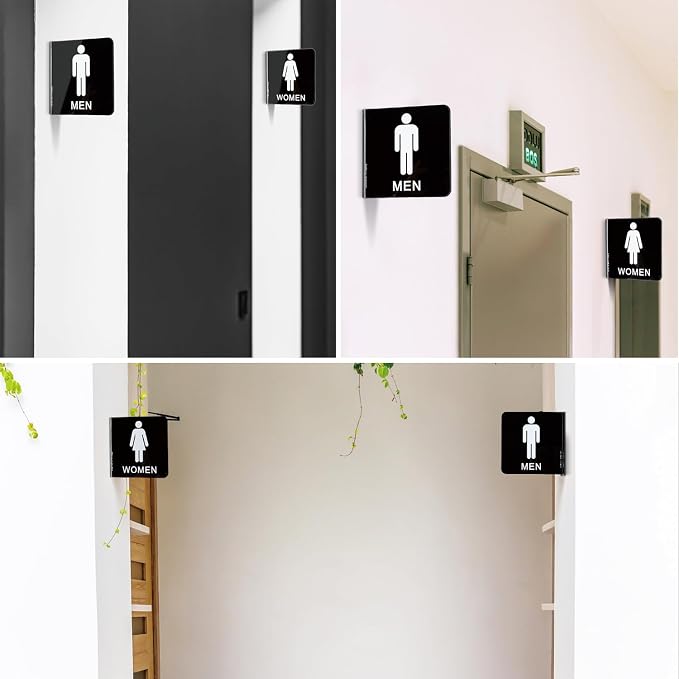 Faittoo Restroom Sign, Bathroom Signs, 6 x 6 Inches Acrylic Sign, - Image 6