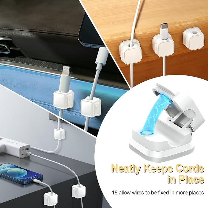 18 Pack Cord Organizer Holder, Magnetic Cable Clips Management, Easy Adhesive - Image 5