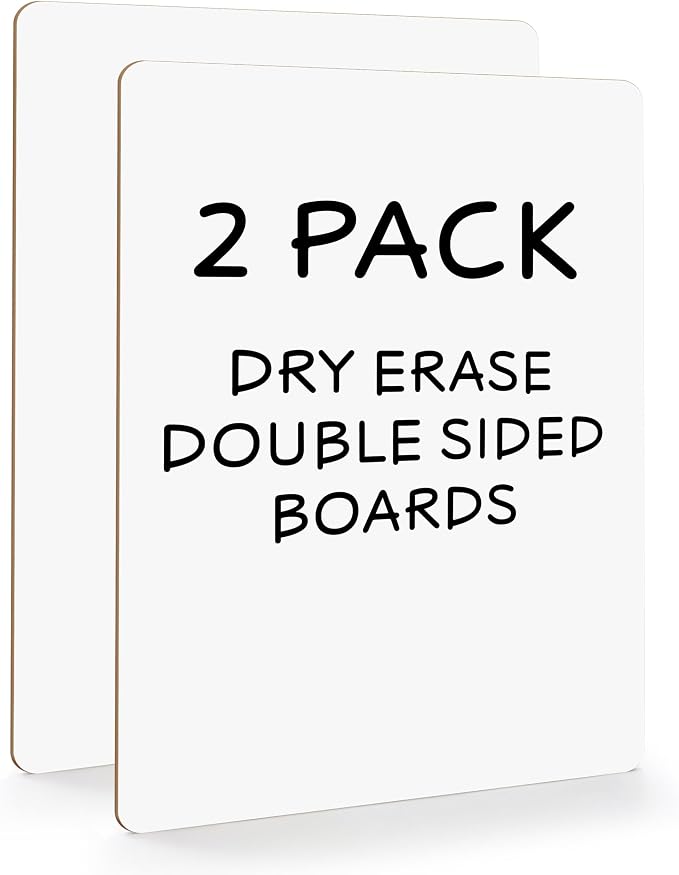 SCRIBBLEDO Small Dry Erase Boards 2 Pack 9x12 Double Sided Whiteboard | Double by Scribbledo