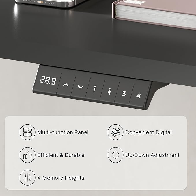 FLEXISPOT EN1 Whole-Piece Standing Desk 40 x 24 Inches Electric Height Adjustable Small Desk for Home Office (Black Frame + 40 in Black Top)-DeskLoop Office