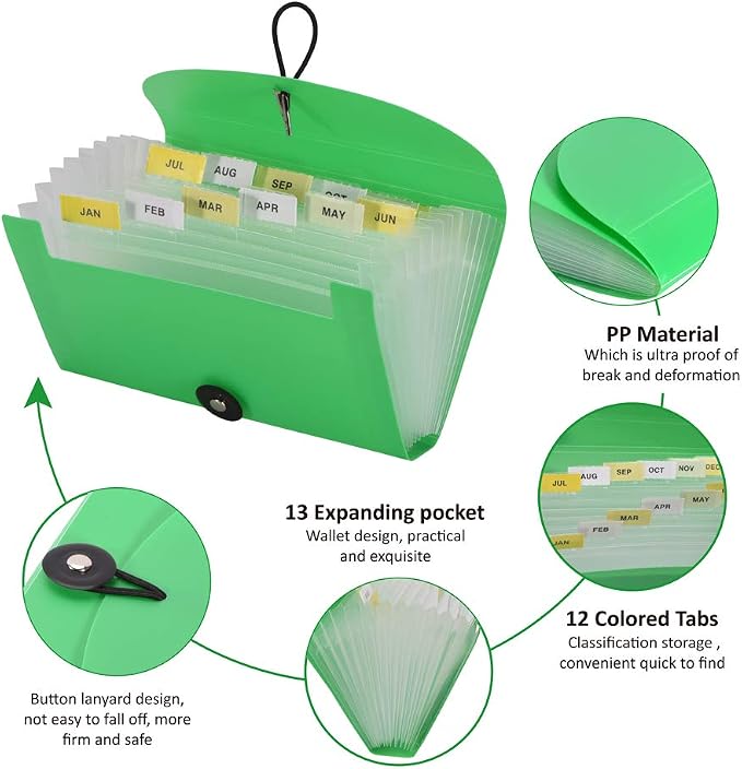 SEEKIND Expanding File Folders 4 Pack, 7.1" 4.2" Receipt Organizer Folder - Image 3
