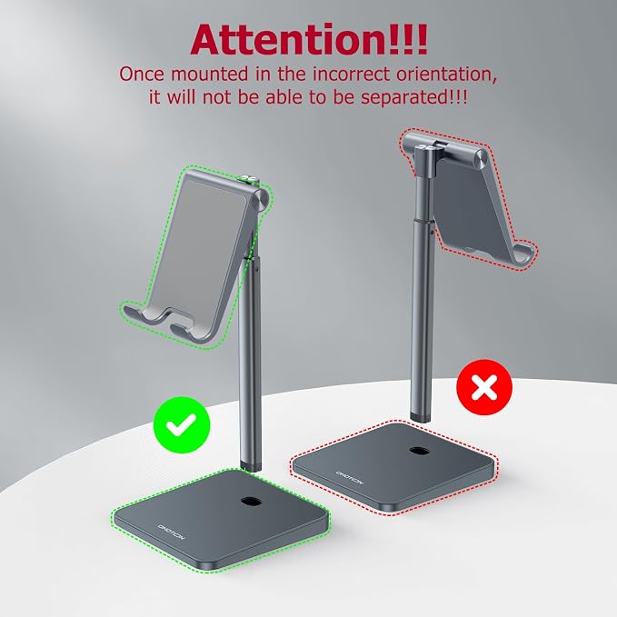 OMOTON Cell Phone Stand, Adjustable Angle Height Desk Phone Dock Holder - Image 7