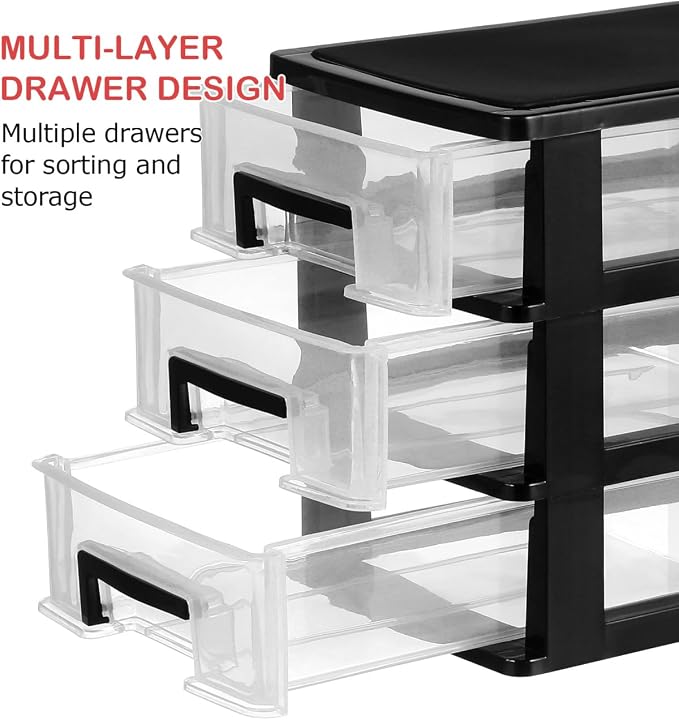 Plastic Stacking Desktop Storage Drawers 3-Drawer Storage Organizer, Small - Image 8