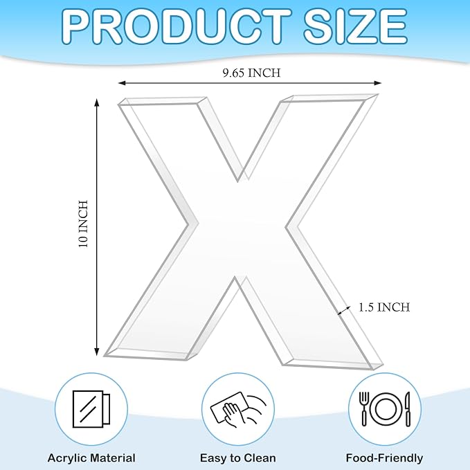 10" X Clear Acrylic Letter Charcuterie Board Box, Reusable Fillable Decorative - Image 2