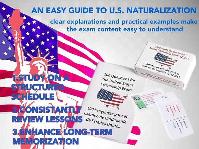 US Citizenship Flash Cards-100 Civics Test Flash Cards Bilingual Booklet Combo - Image 4