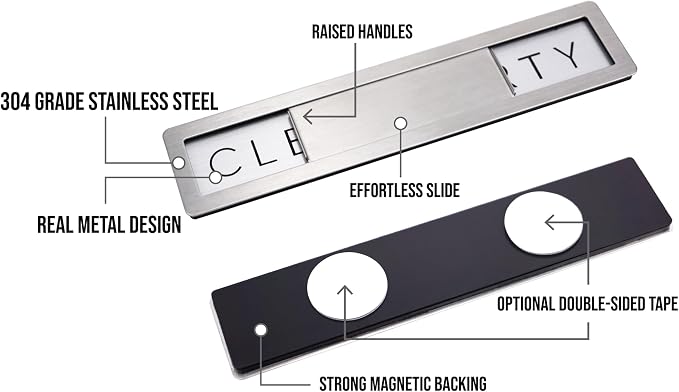 Stainless Steel Dishwasher Magnet Clean Dirty Sign - Image 5