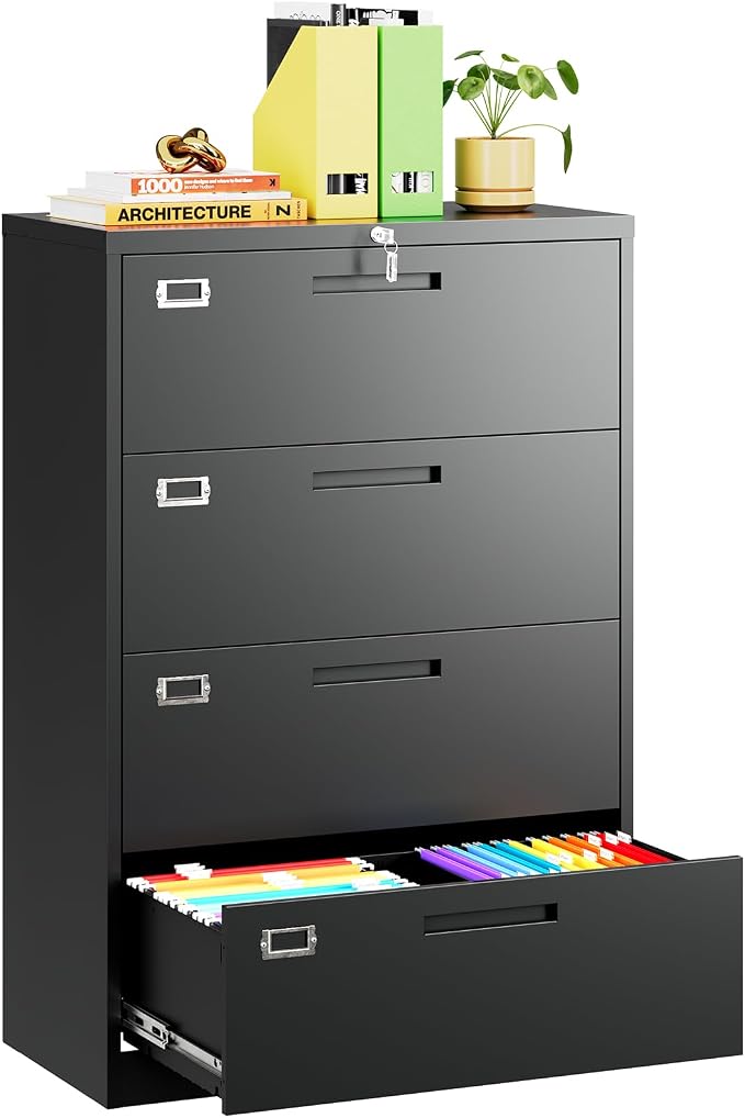 MIIIKO 4 Drawer Lateral File Cabinet by MIIIKOOfficeFurniture