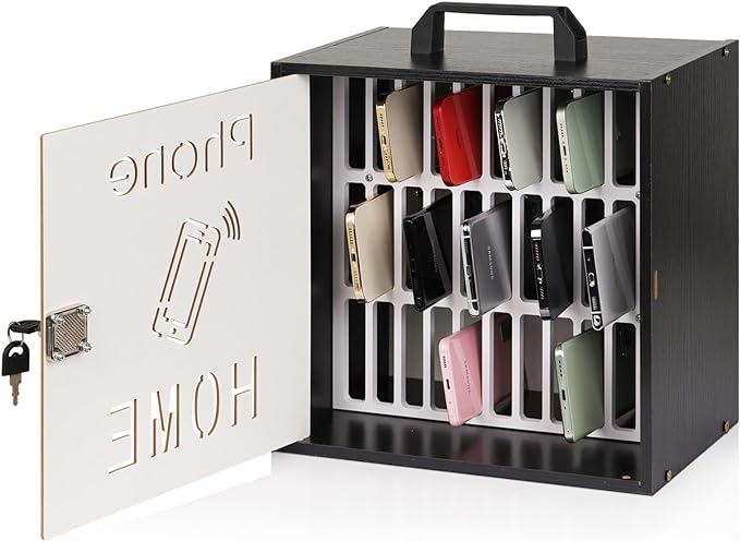 Cell Phone Holder Classroom 33 Slots Wooden Cell Phone Storage Cabinet Pocket by Lzttyee