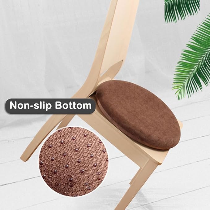 Sigmat Memory Foam Seat Cushion Anti-Slip Soft Round Chair Pad 18 Inch Camel - Image 3
