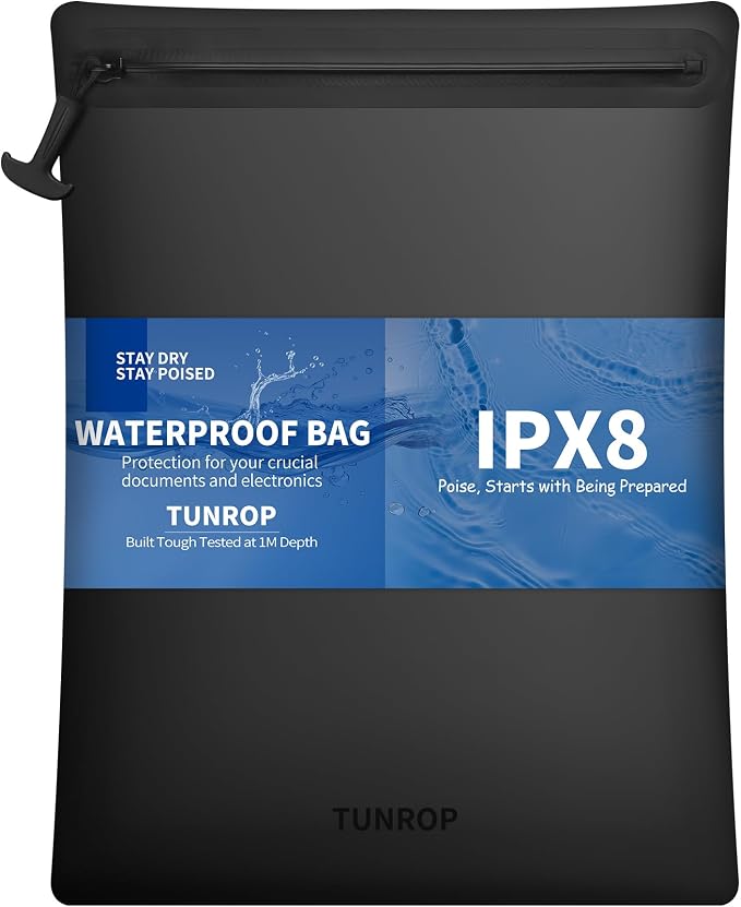 IPX8 Waterproof Document Bag: Submersible 1M / 30 Min by TUNROP