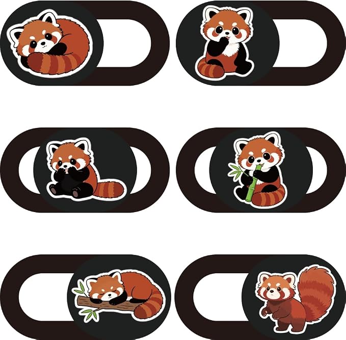 6Pcs 6 Styles Red Panda Camera Cover Slide Cute Privacy Guard Accessories by PRESSINART