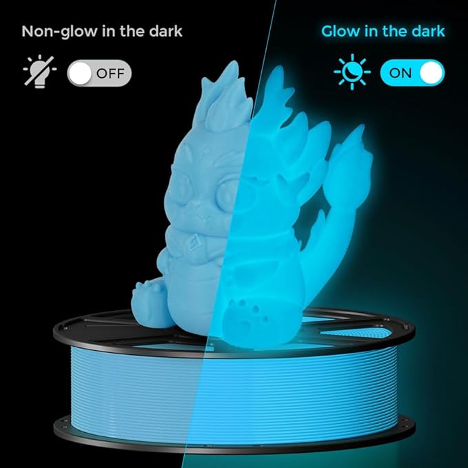 FLASHFORGE Glow in The Dark Rapid PLA Filament 1.75mm, High Flow Speedy 3D Printer Filament Luminous Blue, Max 500mm/s High-Speed Printing, High Brightness and Long-Lasting Glowing Effect-DeskLoop Office