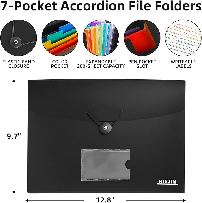 Accordian File Organizer 7 Pocket Expanding File Folder - Image 3