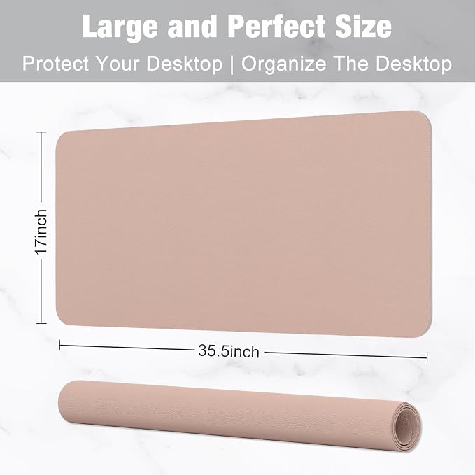 Hsurbtra Desk Pad, 35.5" x 17" PU Leather Desk Mat, XXL Extended Mouse Pad - Image 3