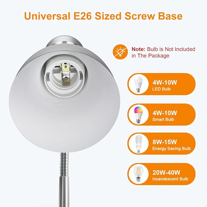 LEPOWER Metal Desk Lamp, Adjustable Goose Neck Table Lamp, Eye-Caring Study - Image 4