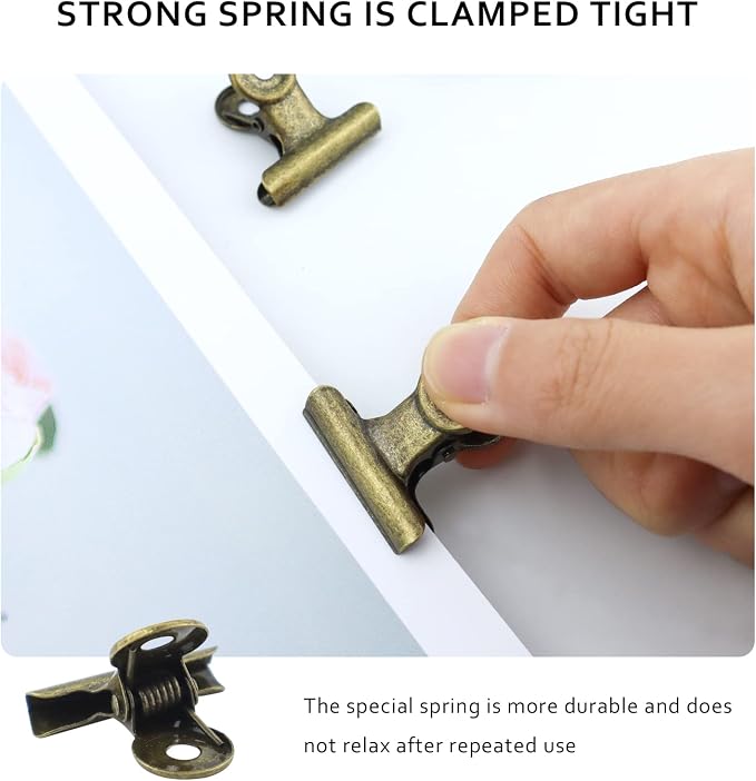 20 Pieces Metal Bulldog Binder Clips, 1.2 Inch Hinge Paper Clips Clamps - Image 4