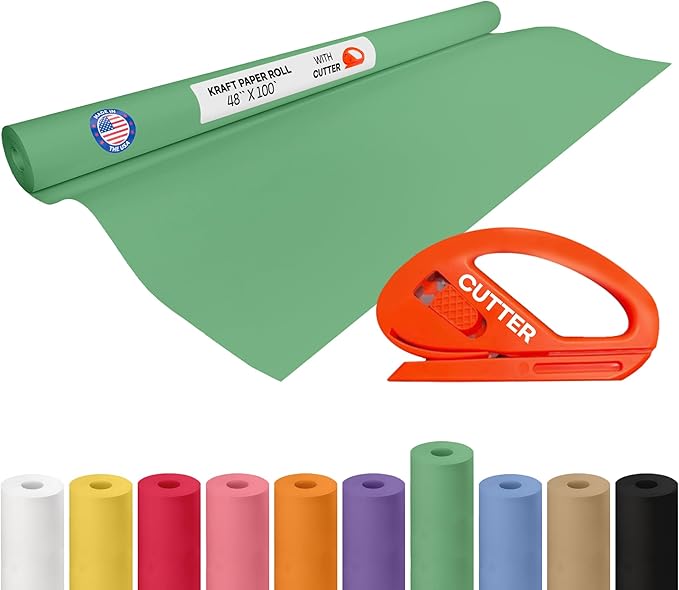 Christmas Green Kraft Paper Roll 48" x 1200" by IDLPackaging