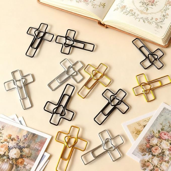 60PCS Black Heart Cross Paper Clips - Image 3