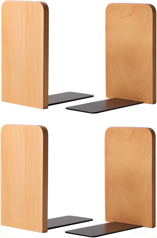 Muso Wood Book Ends for Shelves, Non-Slip Bookends, Heavy Duty Wooden Bookend by Musowood