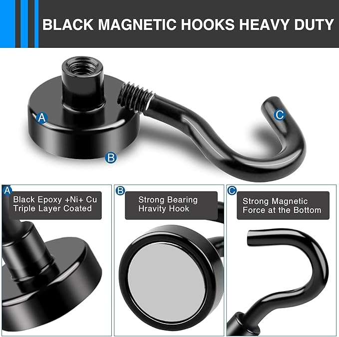 LOVIMAG 25Pcs Magnetic Hooks, Strong Neodymium Magnet Hooks - Image 4