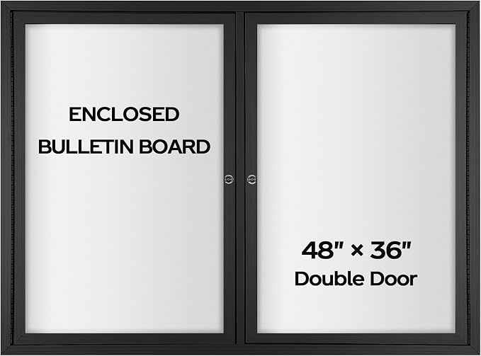 INNOVART Enclosed Bulletin Board 48”x36”, Lockable Dry Erase Noticeboard by INNOVART