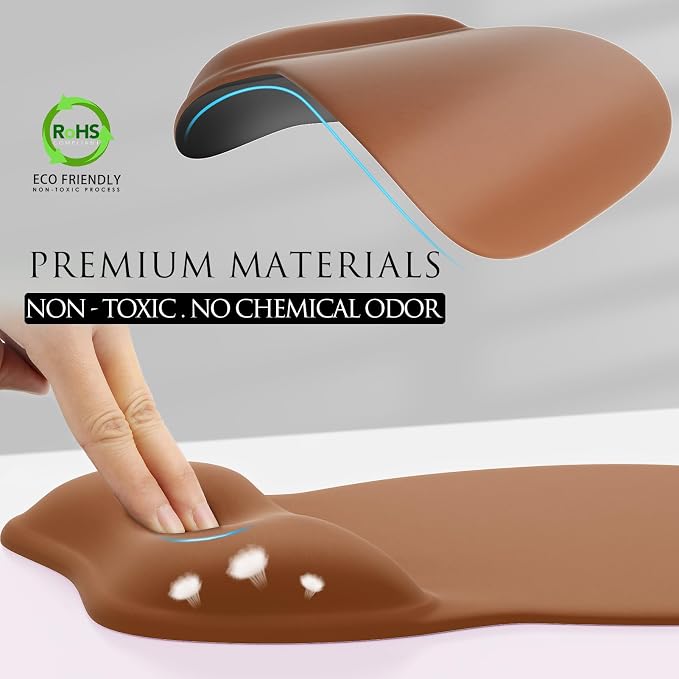 MROCO Ergonomic Mouse Pad with Gel Wrist Rest, 9.4 x 8.1 in, Coffee Brown | - Image 3