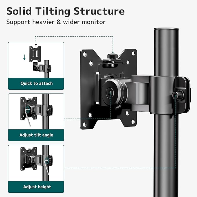 Dual Vertically Stacked Ultrawide Monitor Desk Mount 17-49 Inch - Extra Tall Heavy Duty Adjustable Monitor Arm for 2 monitores,Weight 2-20 kg per Arm,VESA 75/100 mm-DeskLoop Office
