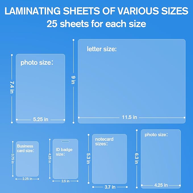 KTRIO 5 Mil Laminating Sheets 150 Pack, Various Sizes Thermal Laminating Pouches, Clear Laminate Sheets for Letter Size, Photos, Notecards, ID Badges, Business Cards, Compatible with Laminators-DeskLoop Office