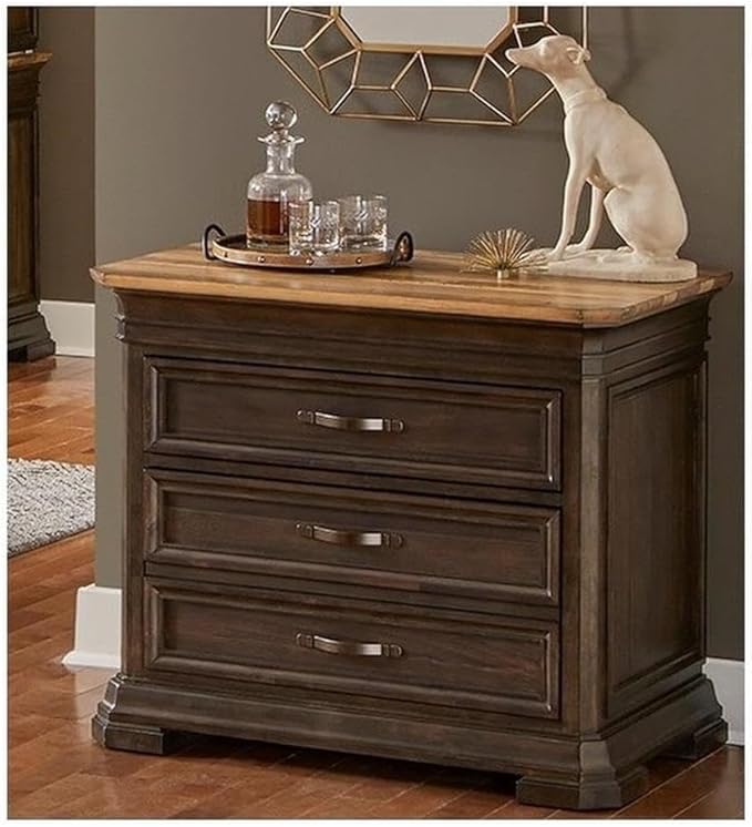 BOWERY HILL Executive Lateral File with Solid Wood Plank Top in Brown-DeskLoop Office