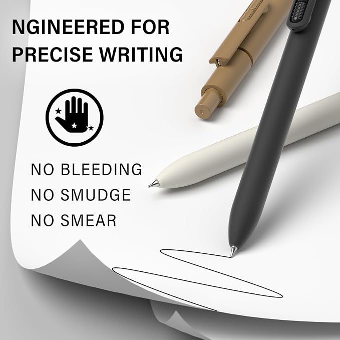 0.7mm Gel Pens Black Ink, 8 Pack Retractable Pens - Image 2