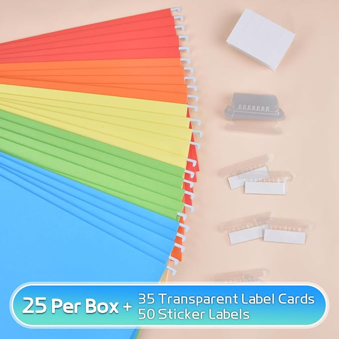 25-Pack Assorted Hanging File Folders, Letter Size - Image 2