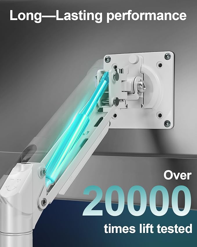 Dual Monitor Mount for 2 Monitors up to 32 inches, Height Adjustable Gas Spring Double Monitor Stand, Two Display Desk Mount Holder, Each Monitor Arm Holds Max 22lbs, VESA Mount, White, Freelift Pro-DeskLoop Office