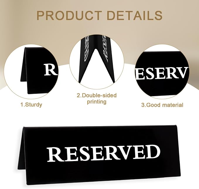 6 Pieces Plastic Reserved Table Sign - Image 3