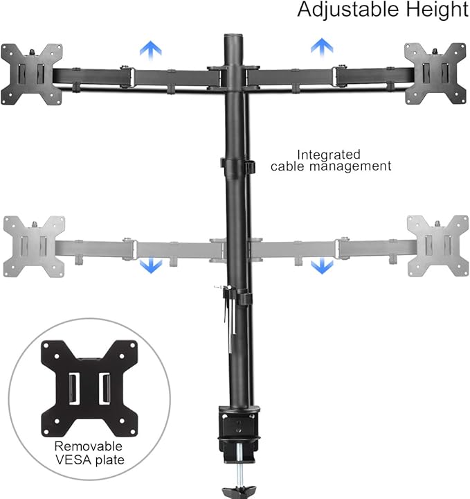 Suptek Dual Monitor Desk Mount, Adjustable Dual Monitor Arm for 2 Computer Screens up to 27 inch, Extra Tall 31.5" Pole Dual Monitor Stand for Desk, Holds up to 22 lbs(MD6842)-DeskLoop Office