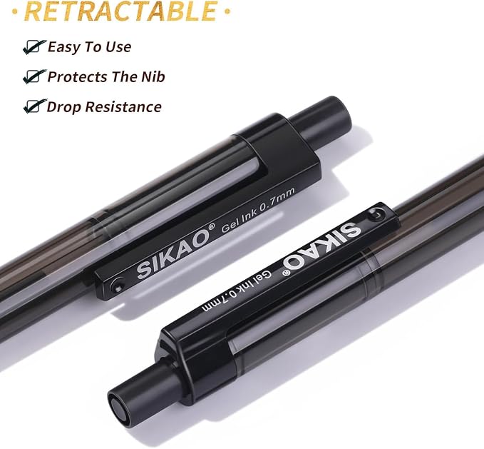 Black Gel Pens Bulk, 60 Pack Retractable Black Gel Ink Pens | 0.7mm Fine Point - Image 4