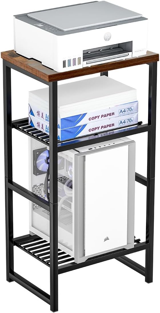 Industrial 3 Tier Printer Stand, Home Printer Wood Table by MWQ