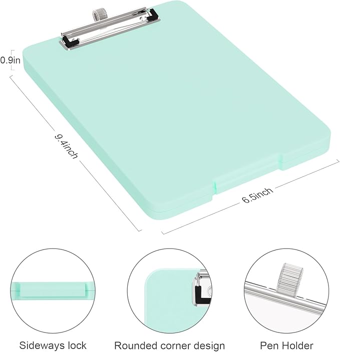 Piasoenc Small Clipboard with Storage, Clip Board with Pen Holder, School & - Image 2