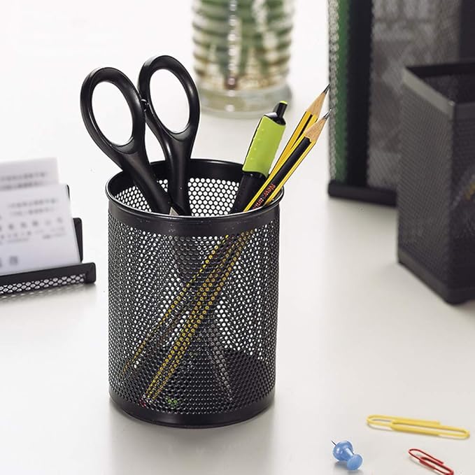 Comix Pen Holder Desk Organizer, Wire Mesh Pencil Cup with Foam Pad and Non-Slip Bottom Office Supplies Desk Accessories for Home Office School, 1 Pack-DeskLoop Office
