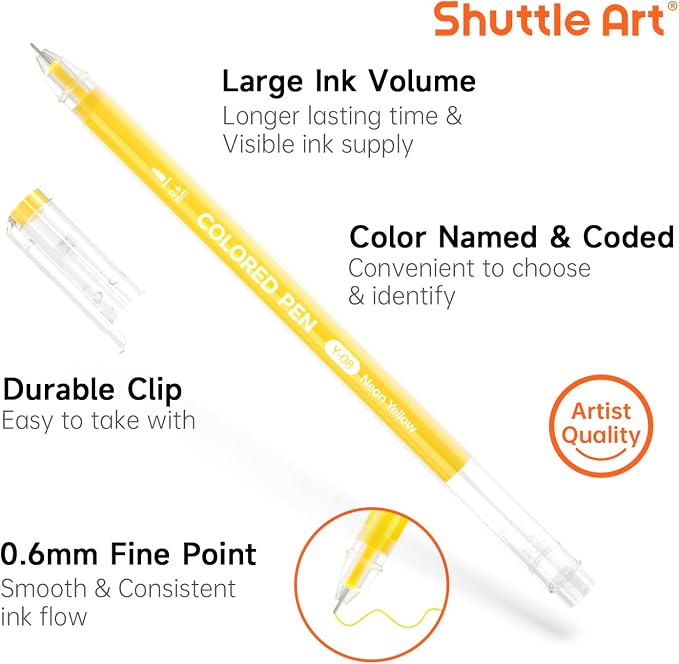 Shuttle Art Colored Pens, 22 Highlight Tone Colors Cute Journal Pens 0.6mm Fine - Image 3