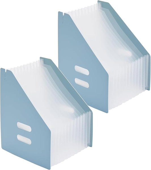 2-Piece Vertical Accordion Folder Manager, 13 Grid Expansion Pages, Vertically Opened Storage Bag for organizing Materials, School, Home, and Office letterhead, Sky Blue-DeskLoop Office