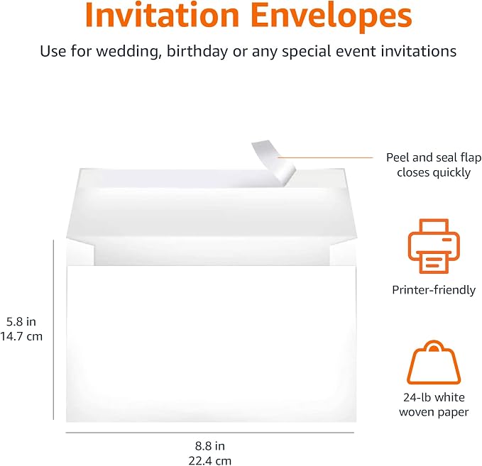 Amazon Basics A9 Blank Invitation Mailing Envelopes, Peel & Seal, No Licking - Image 8