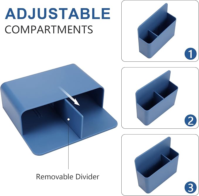 Blue Magnetic Dry Erase Marker Holder, Pencil Storage Cup - Image 3