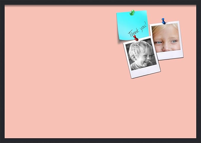 PinPix 40x28 Inch Cork Bulletin Board. This Decorative Framed Pin Board Comes with Pink Pastel Design and a Satin Black Frame. Ideal for Home Office Decor or Message Board (PinPix-1813)-DeskLoop Office