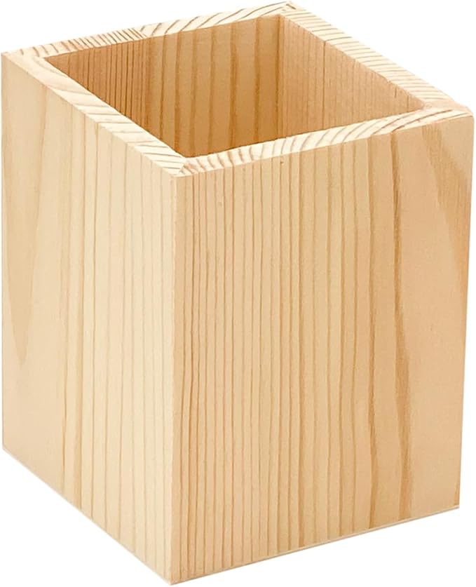 Cregugua 12 Pack Wood Pen hlolder Unfinished Wooden Pencil Holder - Image 2